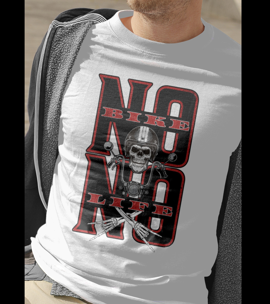 NO BIKE NO LIFE Motorcycle Skull T-Shirt