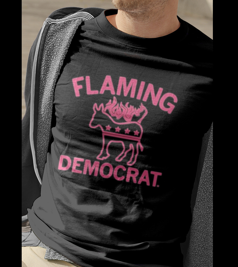 Flaming Democrat Donkey With Stars And Flames T-Shirt