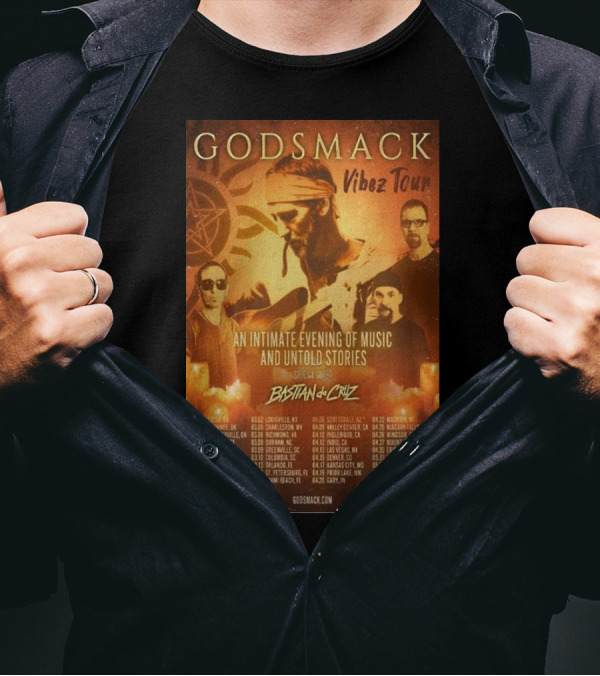 Godsmack Vibez Tour ’24 An Intimate Evening Of Music And Untold Stories Special Guest Bastian De Cruz T-Shirt