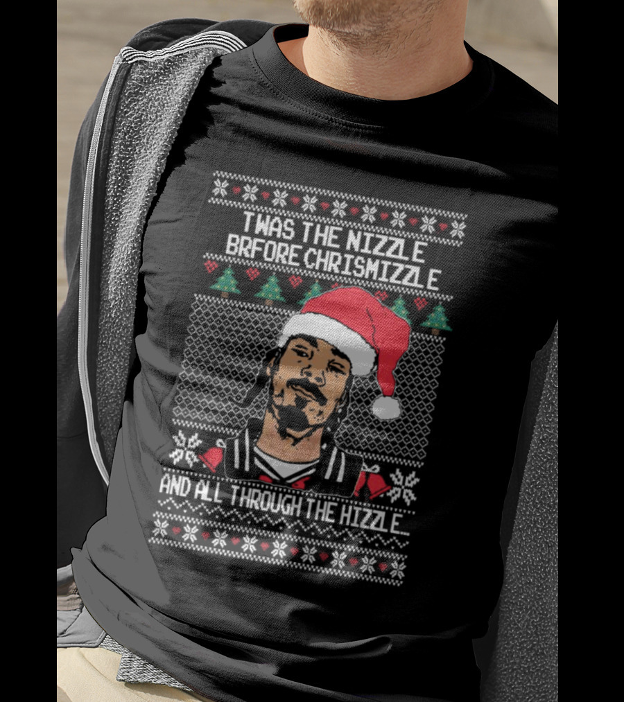 TWAS The Nizzle Before Chrismizzle And All Through The Hizzle Santa Hat Holiday T-Shirt
