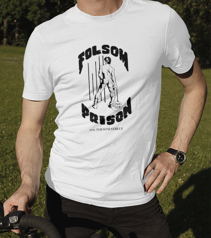 Folsom Prison Established 1898 Folsom Street Retro Figure With Chains T-Shirt
