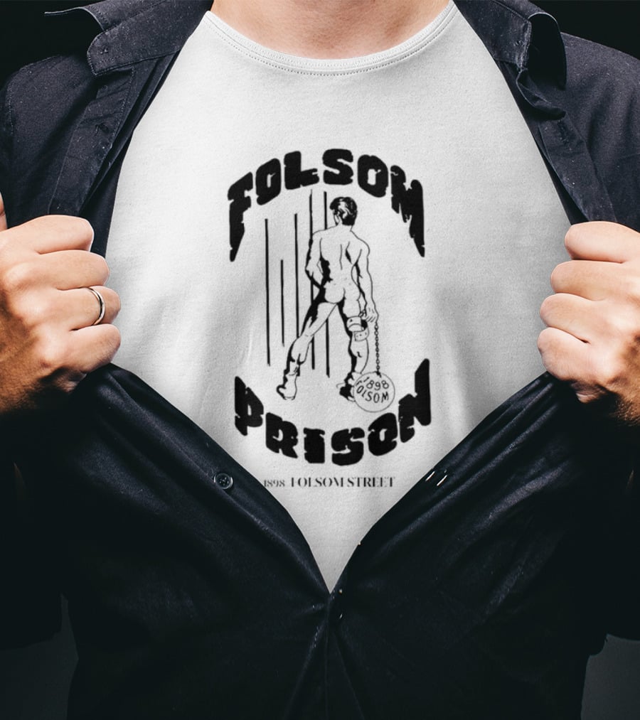 Folsom Prison Established 1898 Folsom Street Retro Figure With Chains T-Shirt