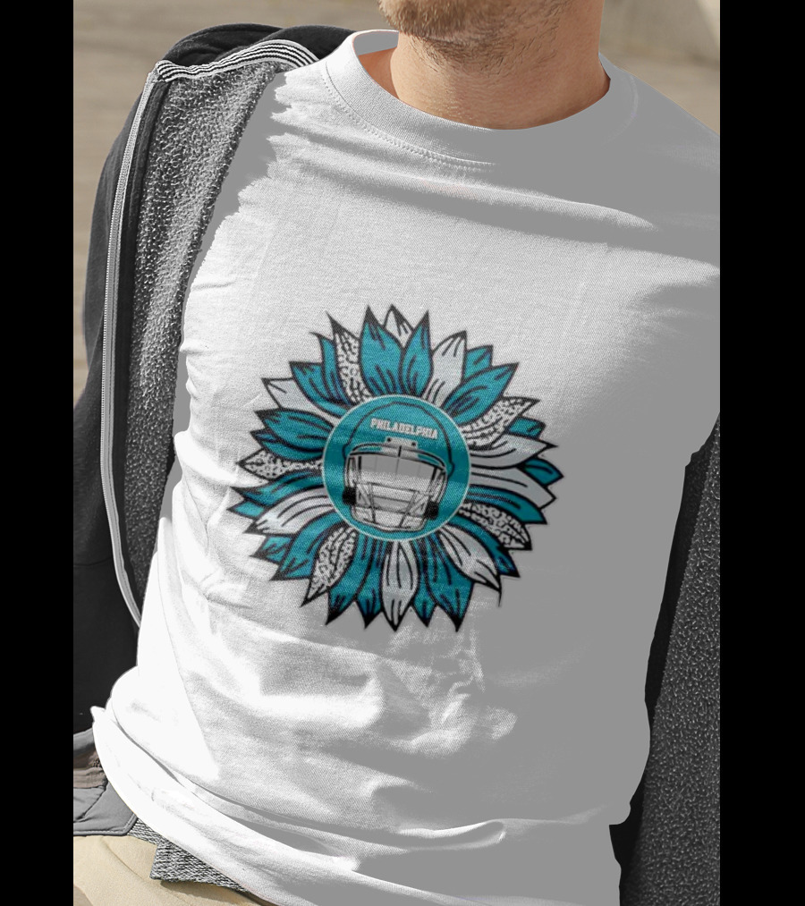 Philadelphia Eagles Football Helmet Sunflower T-Shirt