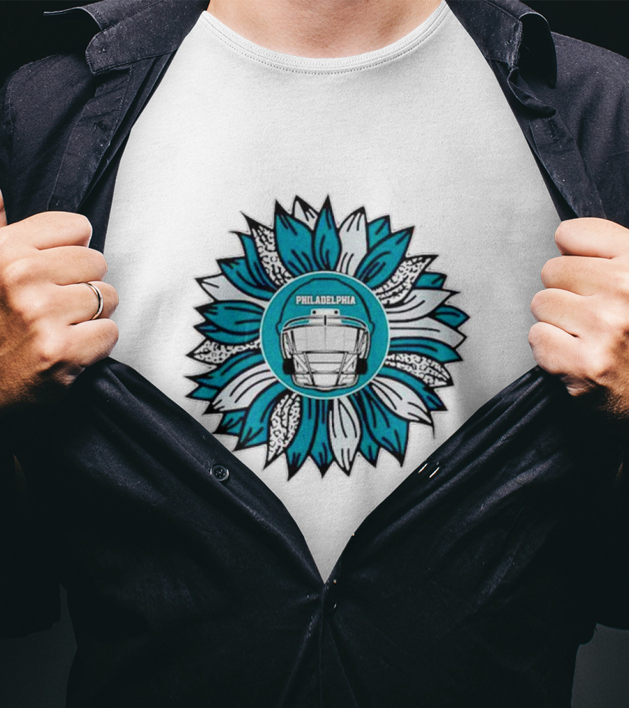 Philadelphia Eagles Football Helmet Sunflower T-Shirt