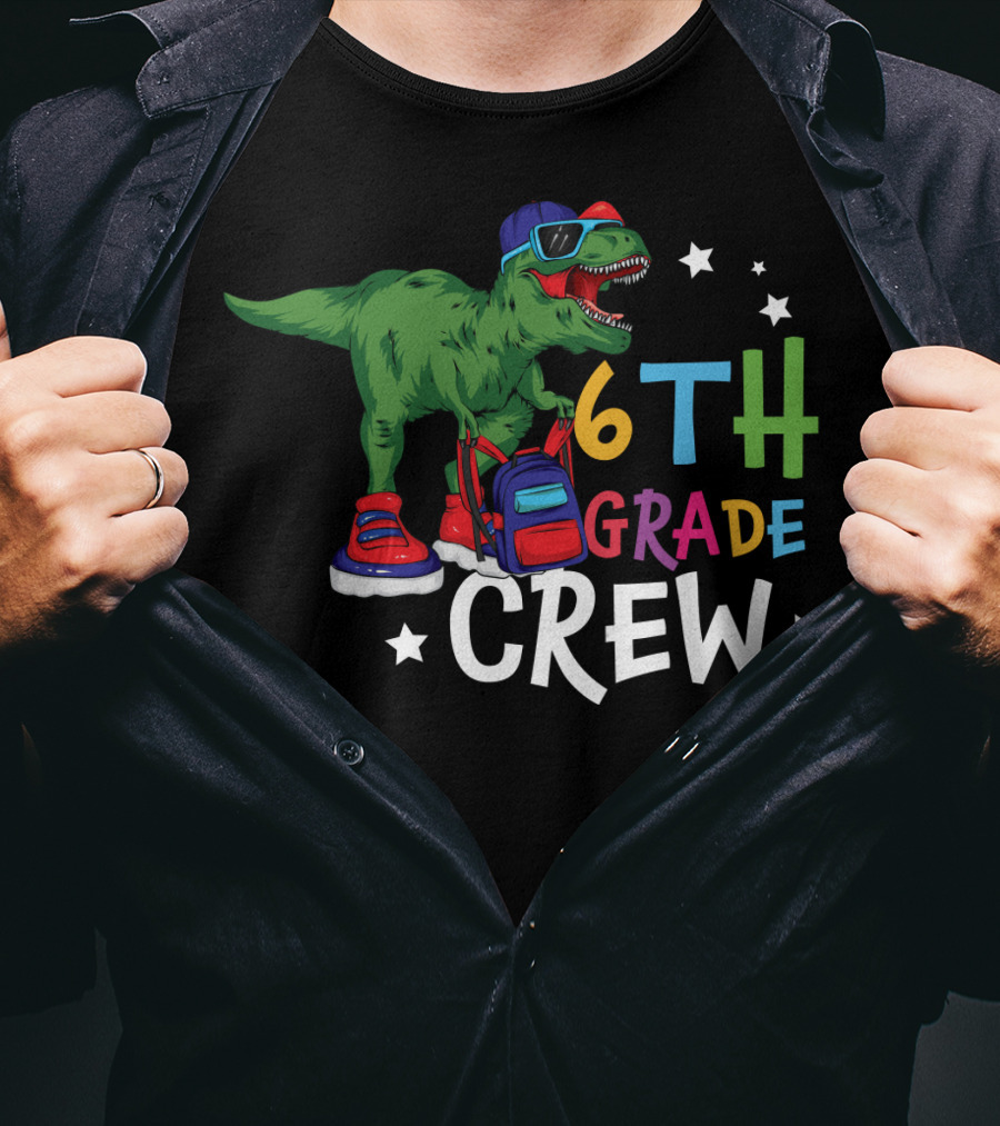 6th Grade Crew Dinosaur Back To School Fun T-Shirt