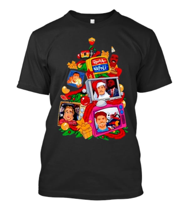 Roma Napoli Matchday Christmas Tree With Television Characters T-Shirt