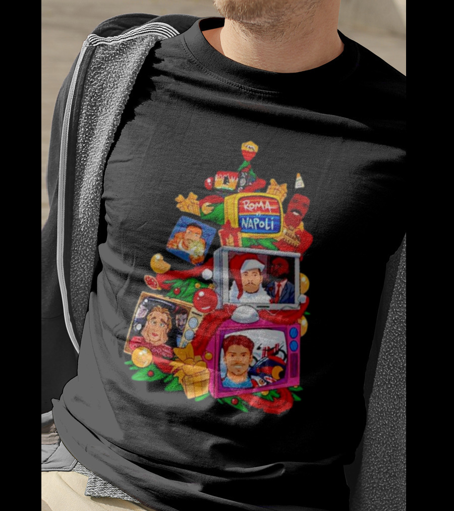 Roma Napoli Matchday Christmas Tree With Television Characters T-Shirt
