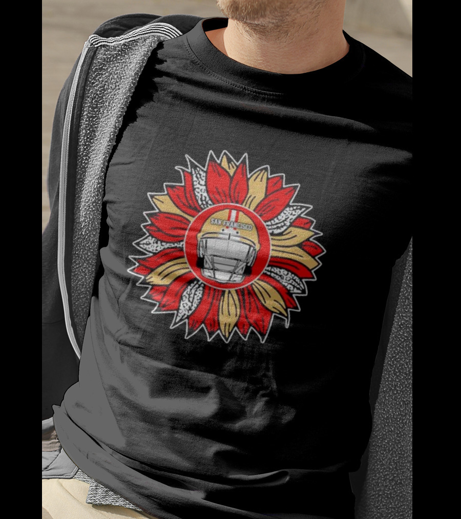 San Francisco 49ers Football Helmet Sunflower T-Shirt
