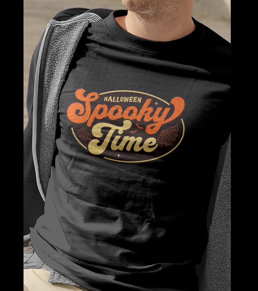 Halloween Spooky Time Bats And Webs T-Shirt