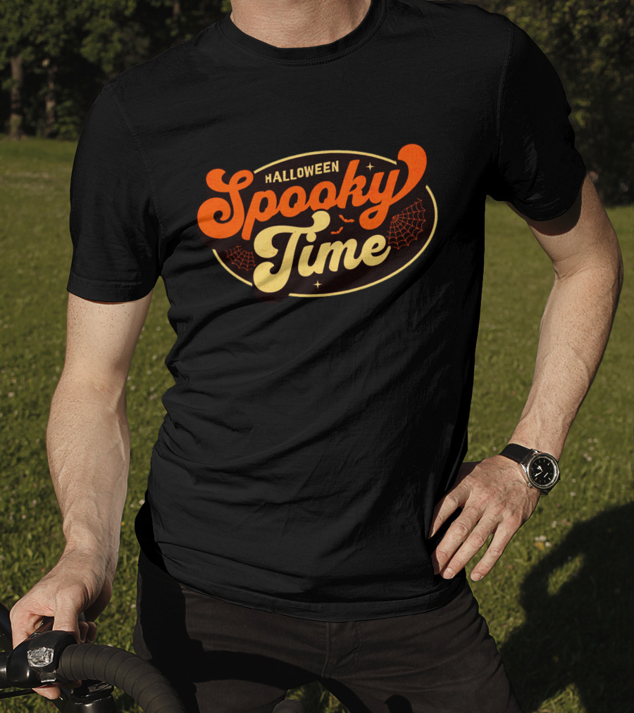 Halloween Spooky Time Bats And Webs T-Shirt