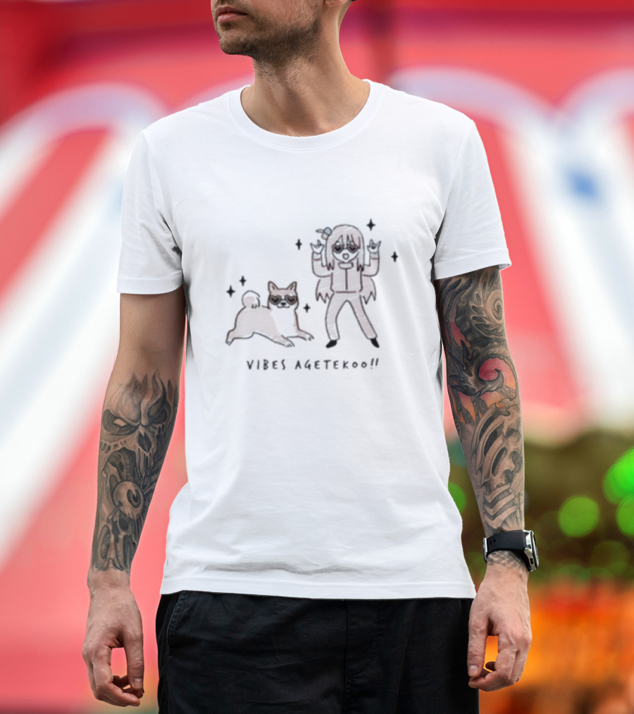 Vibes Agetekoo Genmaisummer Character and Dog Fun T-Shirt