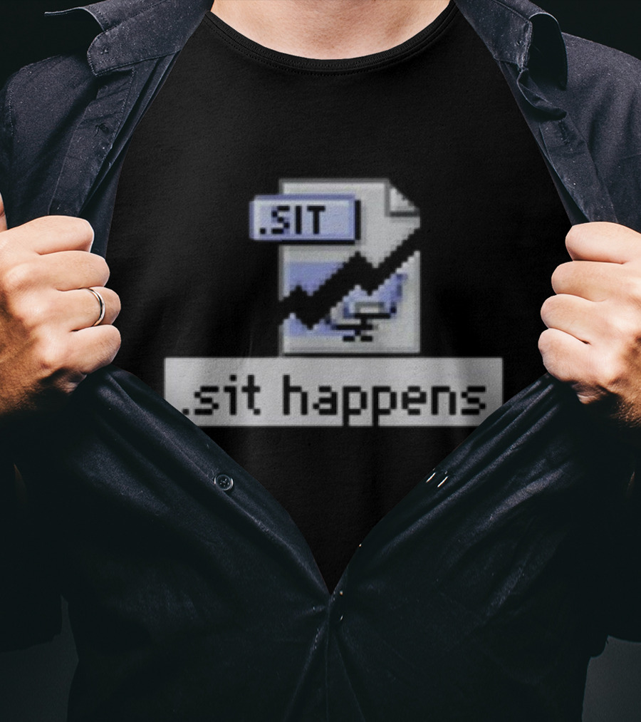 Mac84tv .SIT File Sit Happens Retro Computer Humor T-Shirt
