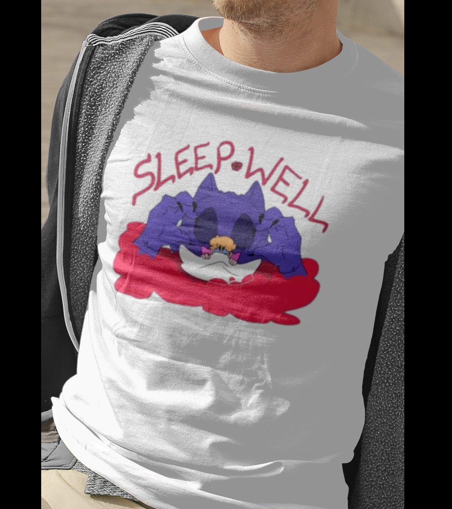 Sleep Well Monster Cartoon Creature Holding Tiny Figure T-Shirt