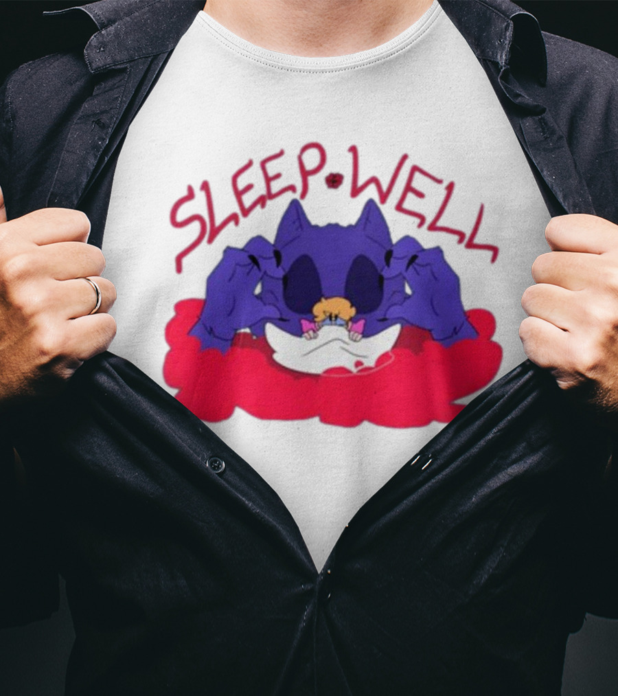 Sleep Well Monster Cartoon Creature Holding Tiny Figure T-Shirt