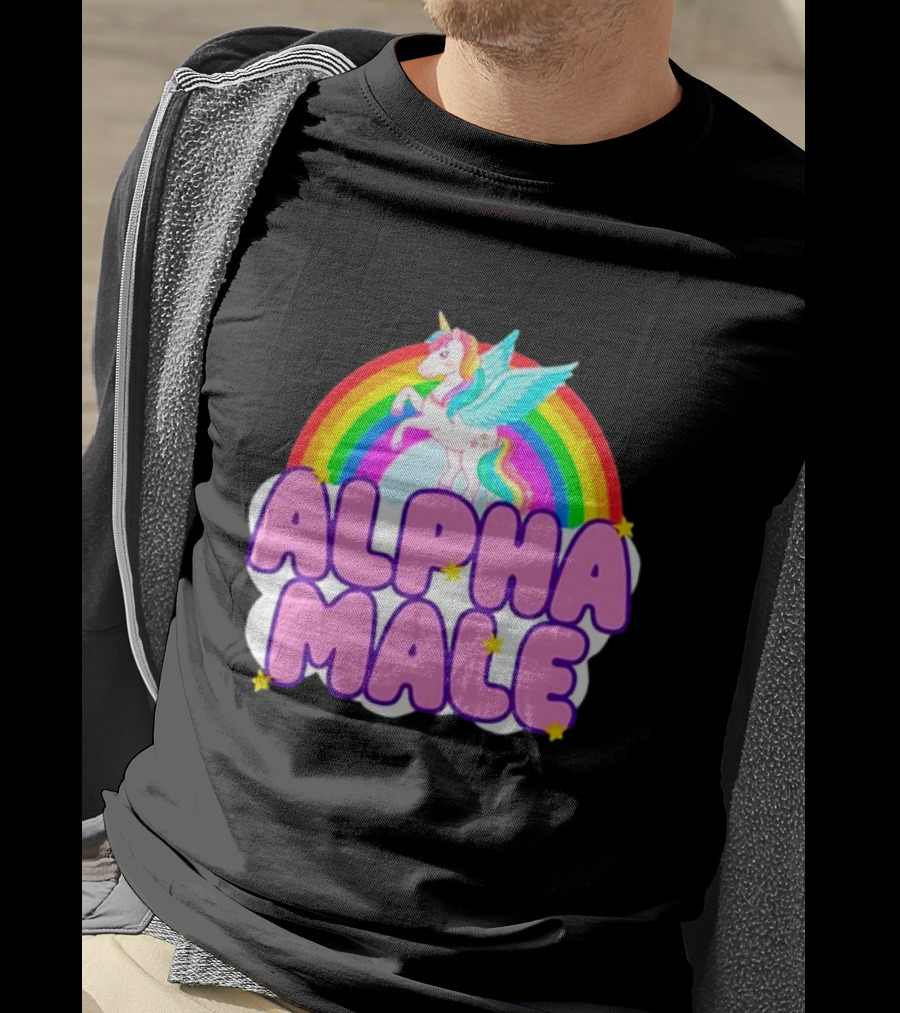 Alpha Male Unicorn Rainbow Cloud T-Shirt