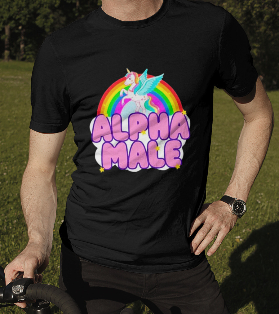 Alpha Male Unicorn Rainbow Cloud T-Shirt