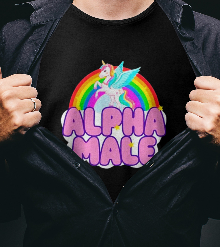 Alpha Male Unicorn Rainbow Cloud T-Shirt