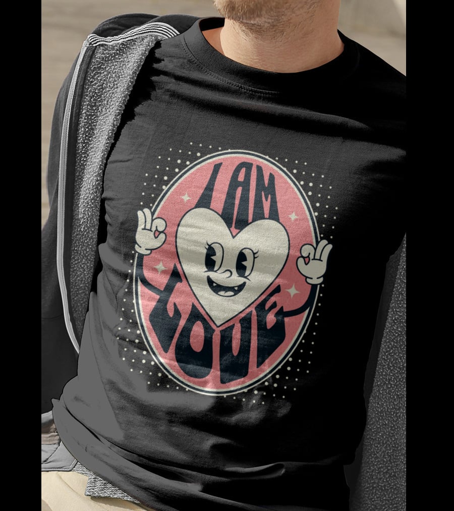 I Am Love Retro Heart Character Valentine's Day T-Shirt