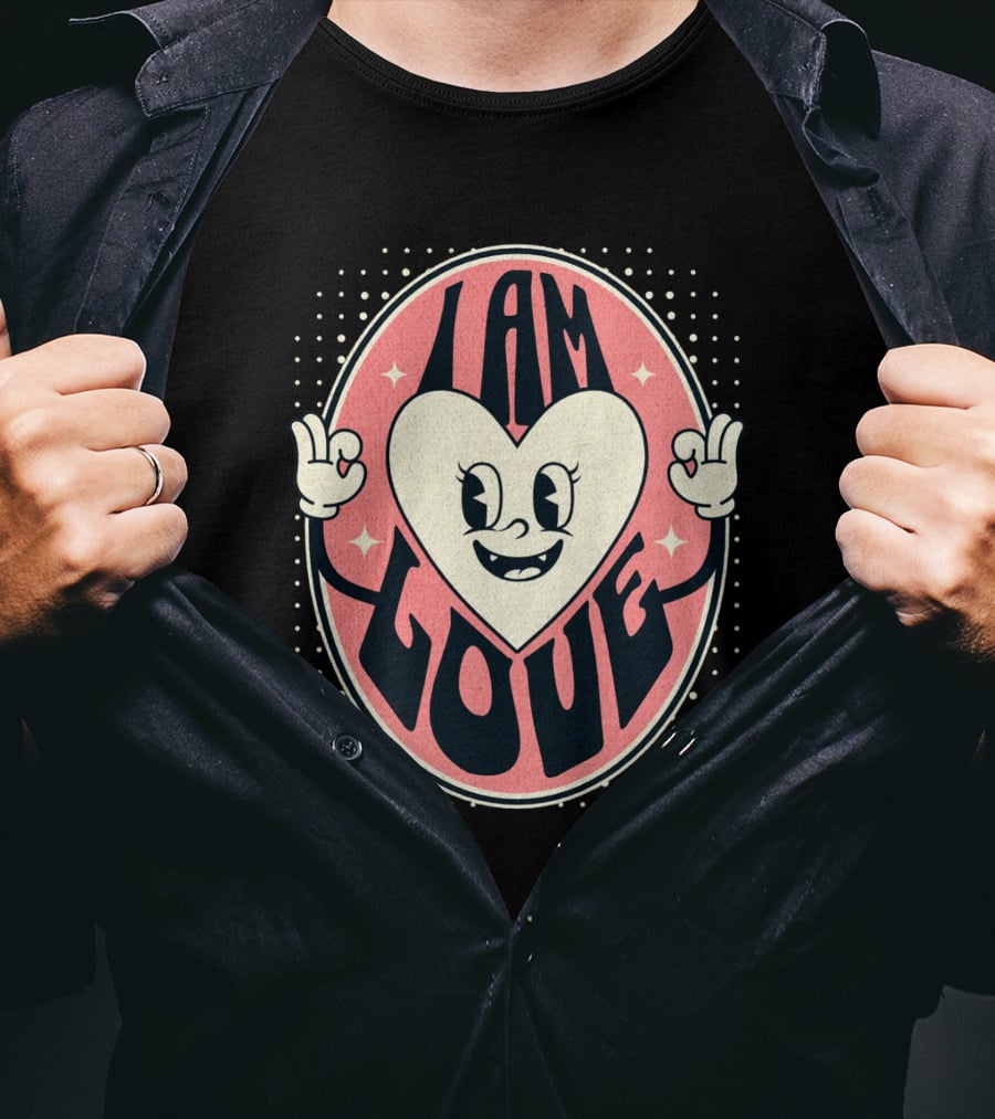 I Am Love Retro Heart Character Valentine's Day T-Shirt
