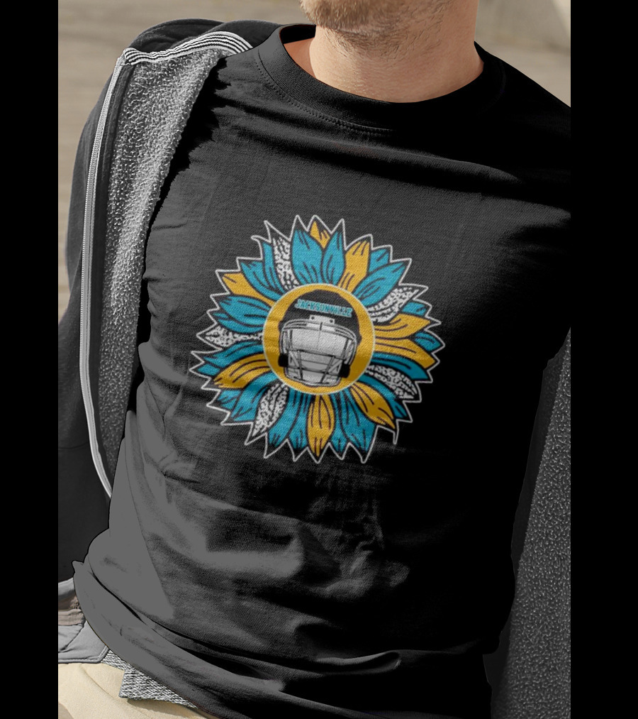 Jacksonville Jaguars Football Helmet Sunflower T-Shirt