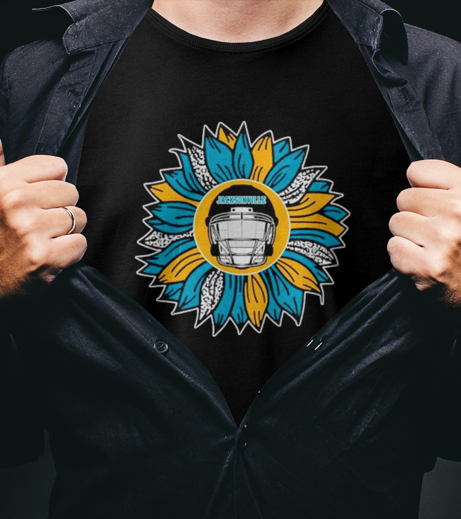 Jacksonville Jaguars Football Helmet Sunflower T-Shirt