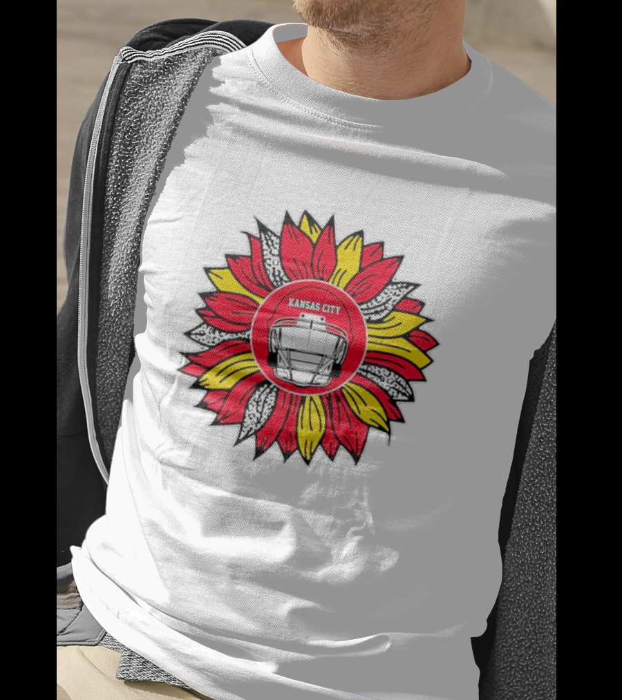 Kansas City Chiefs Football Helmet Sunflower T-Shirt