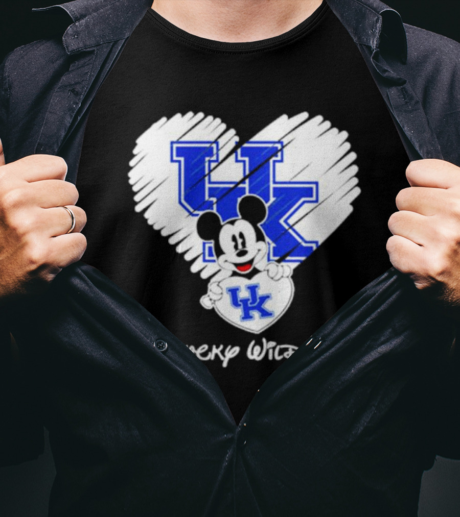 Kentucky Wildcats Heart With Mickey Mouse UK T-Shirt