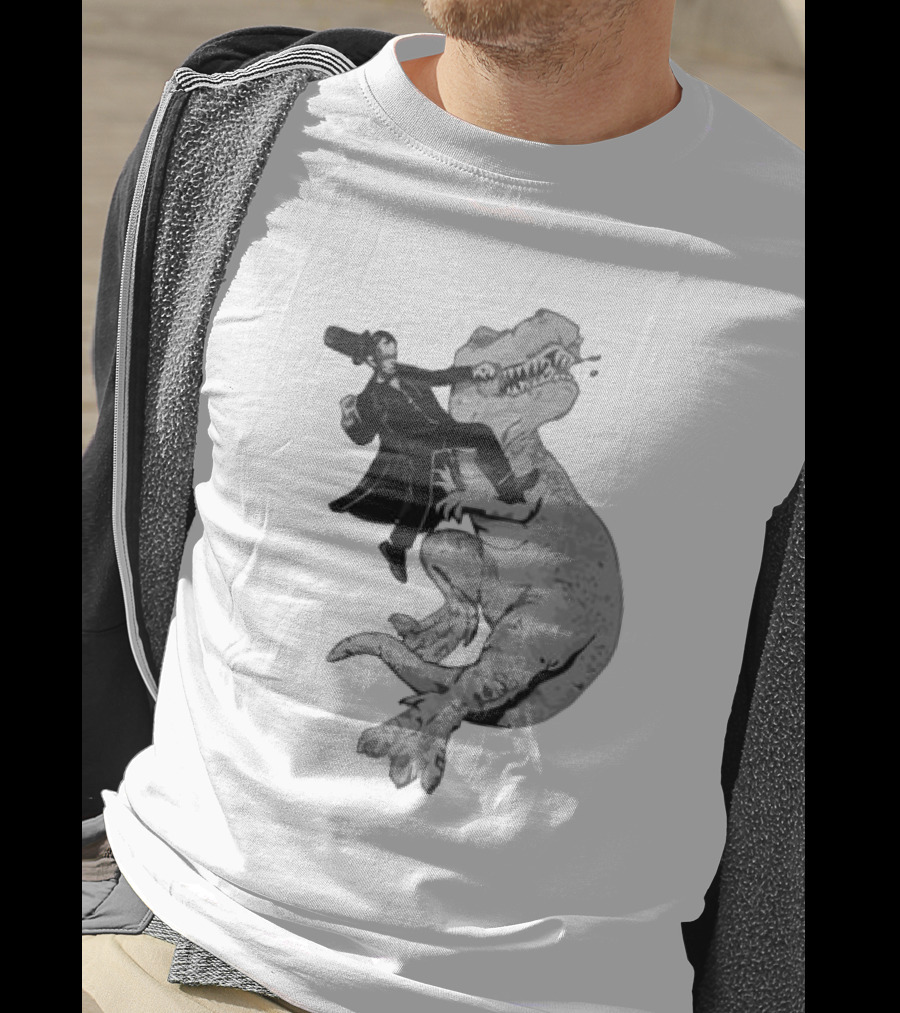 Punching ARex Like A Boss Victorian Gentleman Fighting Dinosaur T-Shirt
