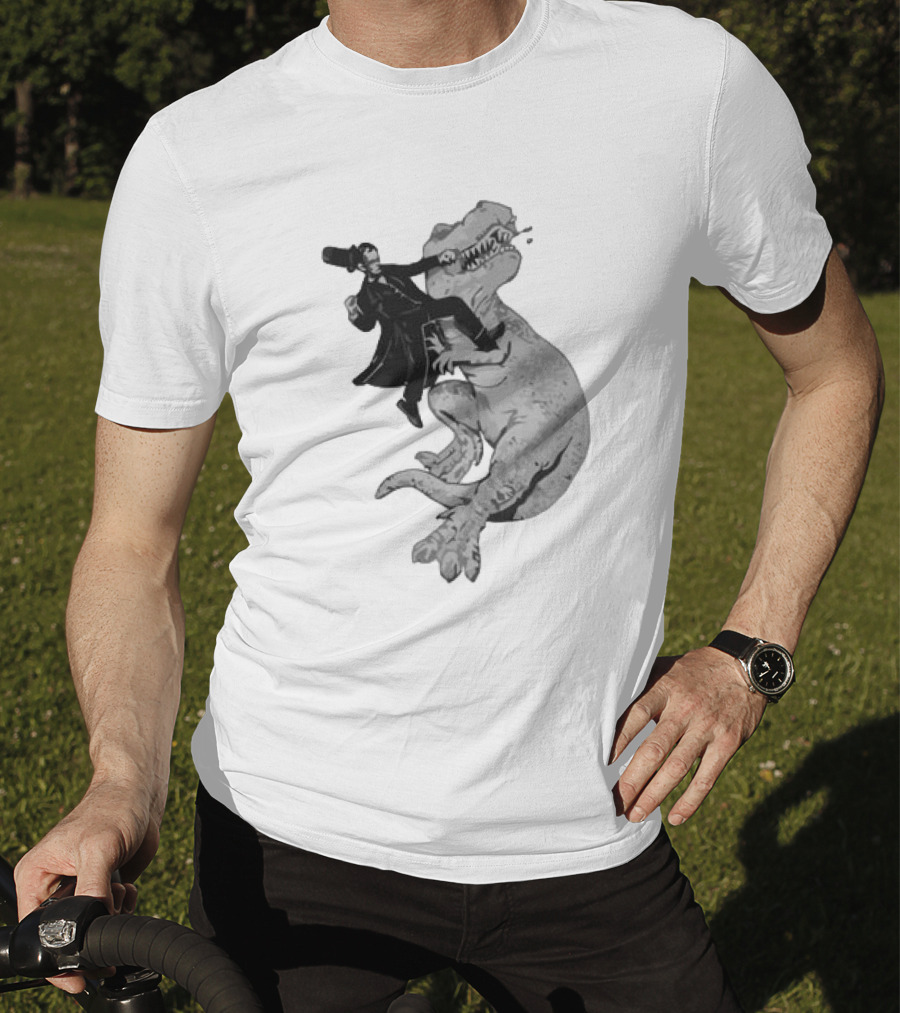 Punching ARex Like A Boss Victorian Gentleman Fighting Dinosaur T-Shirt