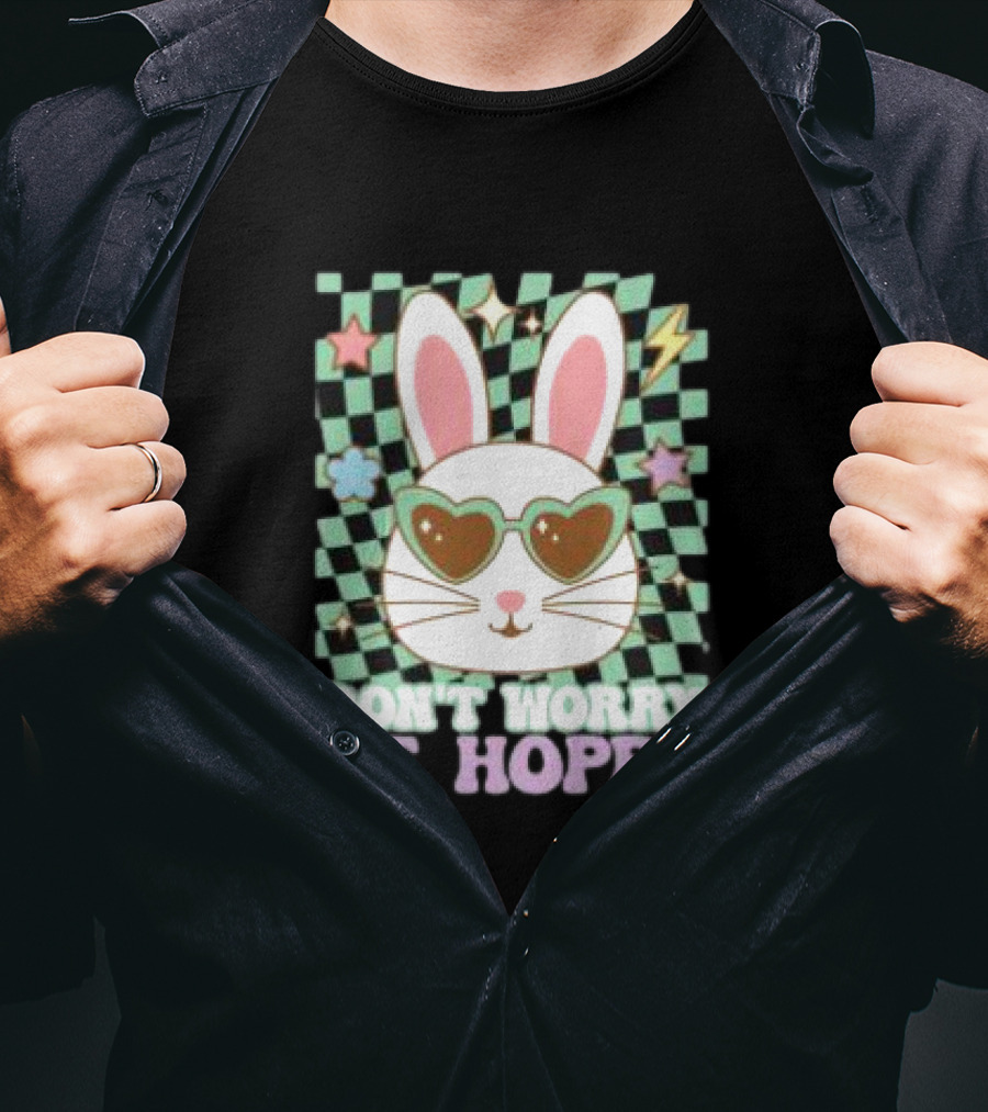 Groovy Retro Easter Bunny Dont Worry Be Hoppy T-Shirt