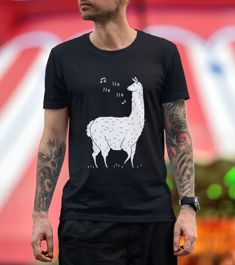 LLAMAS AND MUSICAL NOTES LLA LLA SONG OF THE LLAMA T-Shirt