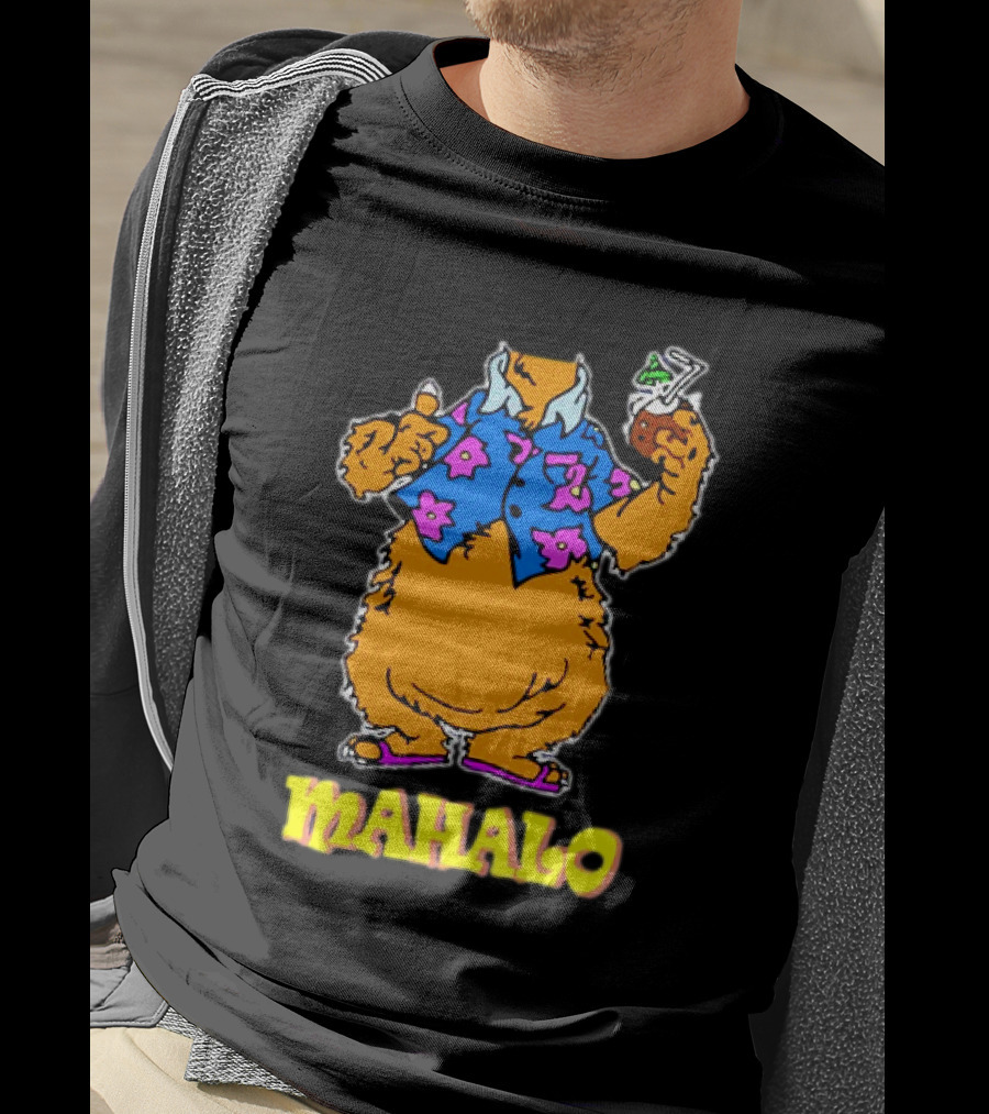 Tammy Mahalo Tropical Bear In Hawaiian Shirt With Drink T-Shirt