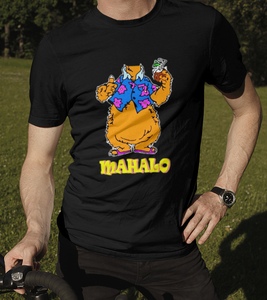 Tammy Mahalo Tropical Bear In Hawaiian Shirt With Drink T-Shirt