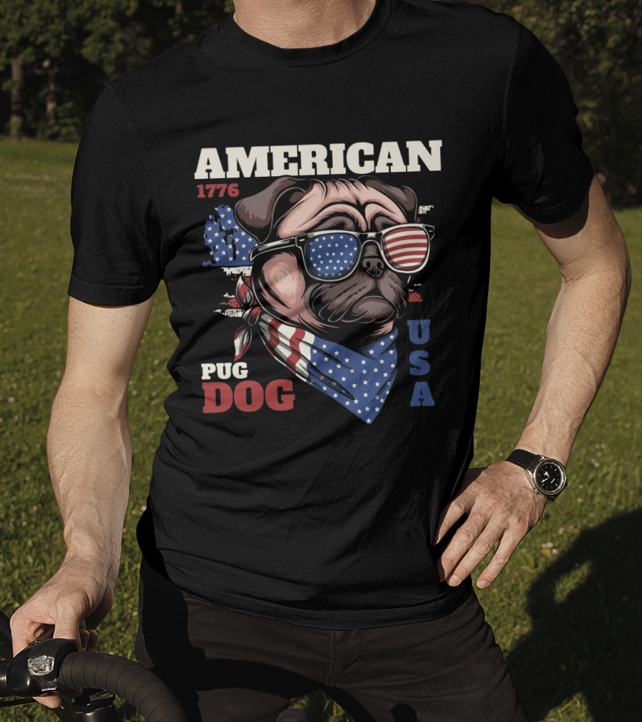 AMERICAN PUG DOG 1776 USA T-Shirt