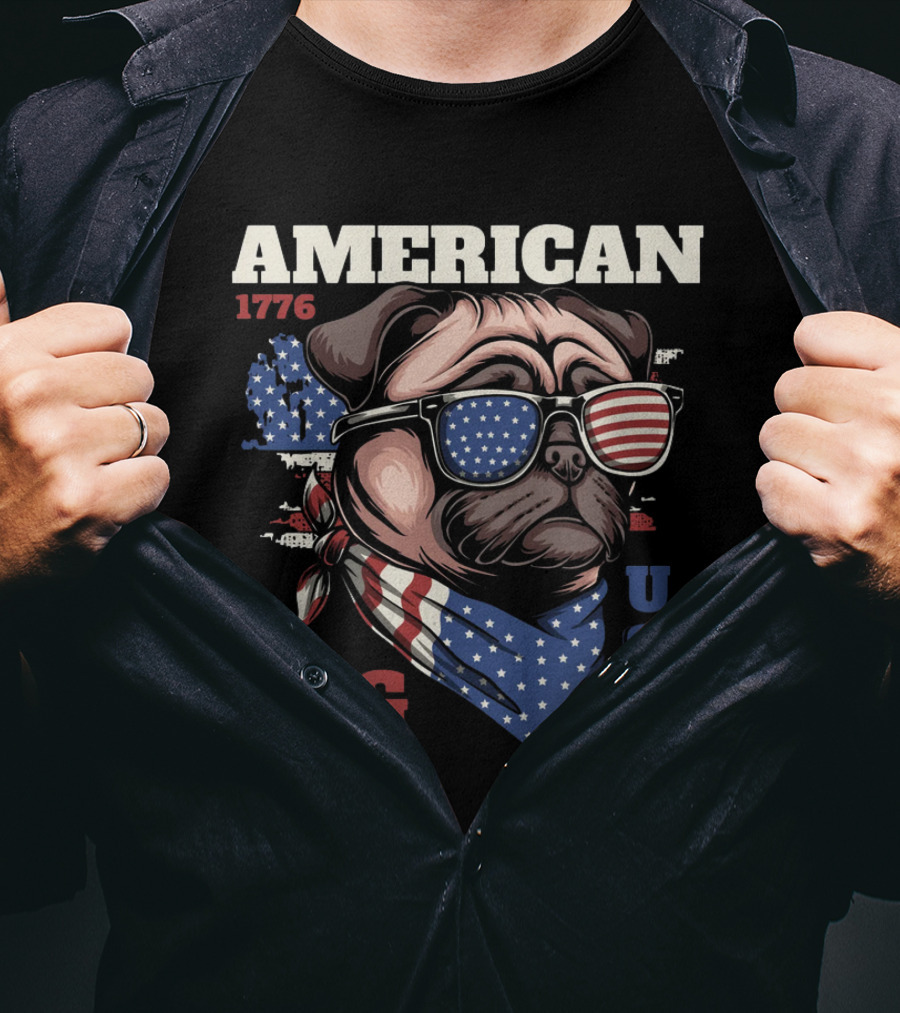 AMERICAN PUG DOG 1776 USA T-Shirt