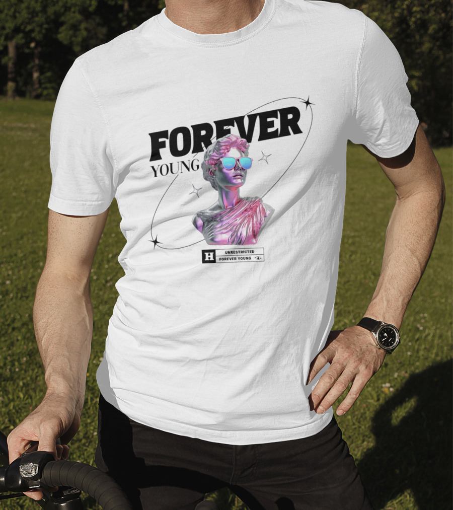 Forever Young Unrestricted Statue With Sunglasses T-Shirt