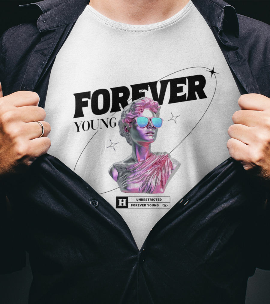 Forever Young Unrestricted Statue With Sunglasses T-Shirt