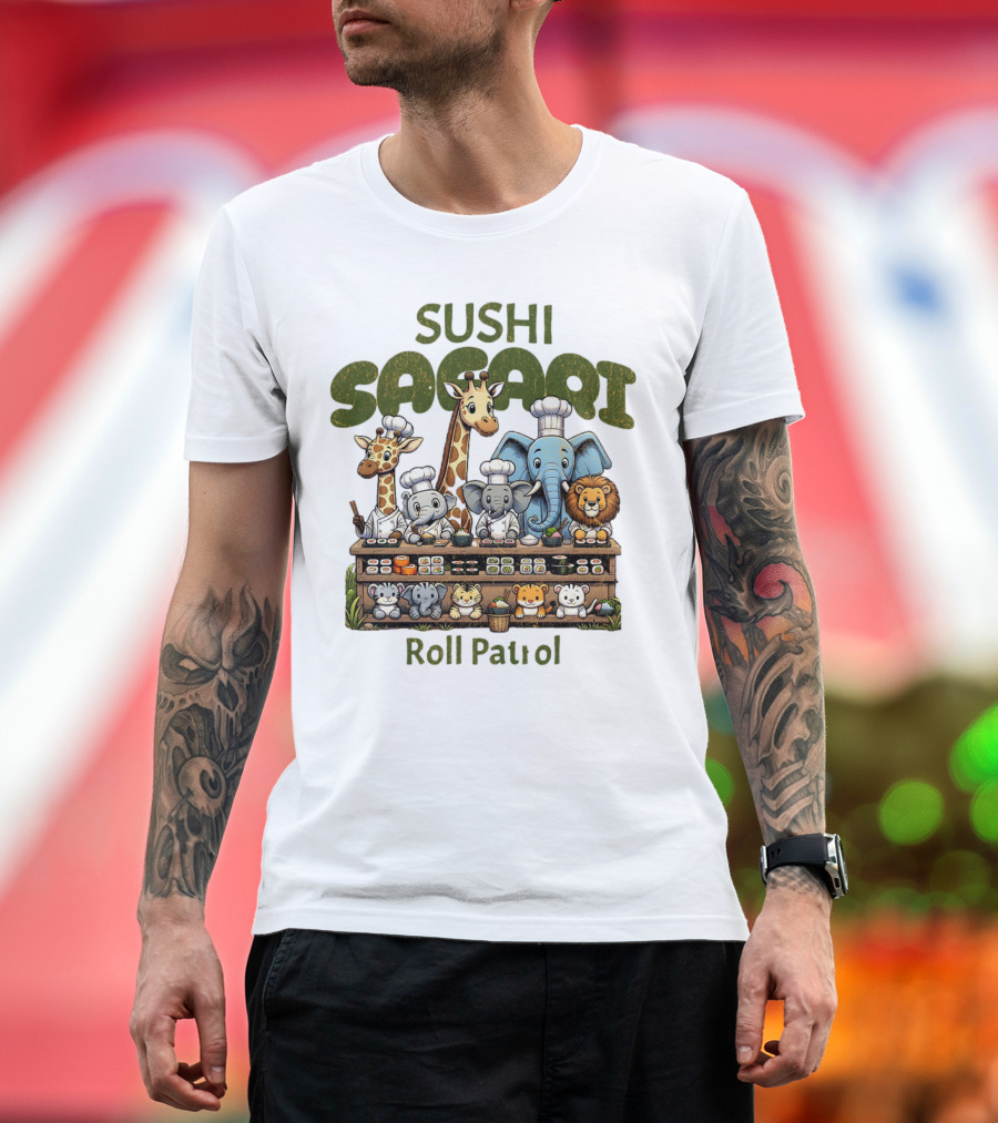 Sushi Safari Roll Patrol Chef Animals Cooking Scene T-Shirt