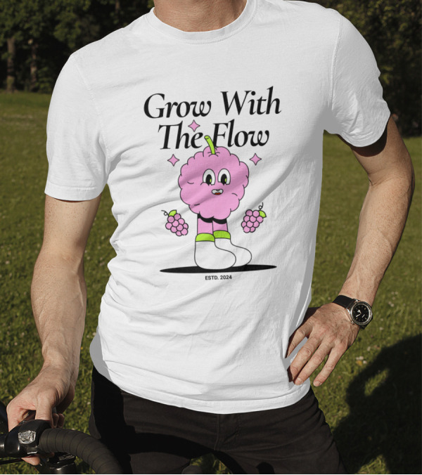 Grow With The Flow Pink Character Grapes ESTD. T-Shirt