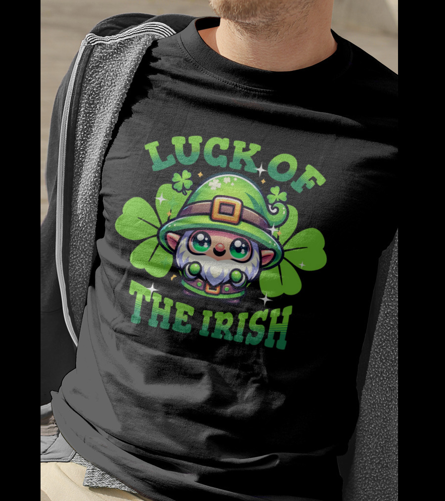 Luck Of The Irish Cute Leprechaun With Shamrocks T-Shirt