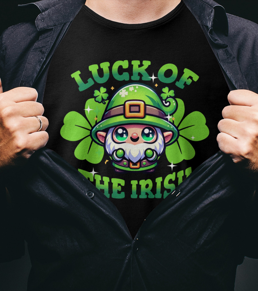 Luck Of The Irish Cute Leprechaun With Shamrocks T-Shirt