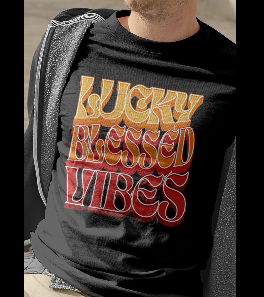 Lucky Blessed Vibes Retro T-Shirt