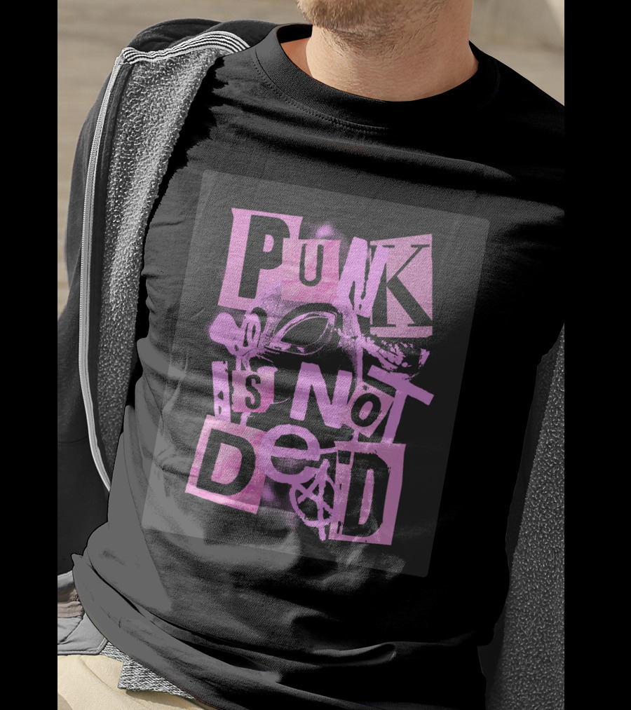 Punk Is Not Dead Mask And Anarchy Symbol Collage T-Shirt