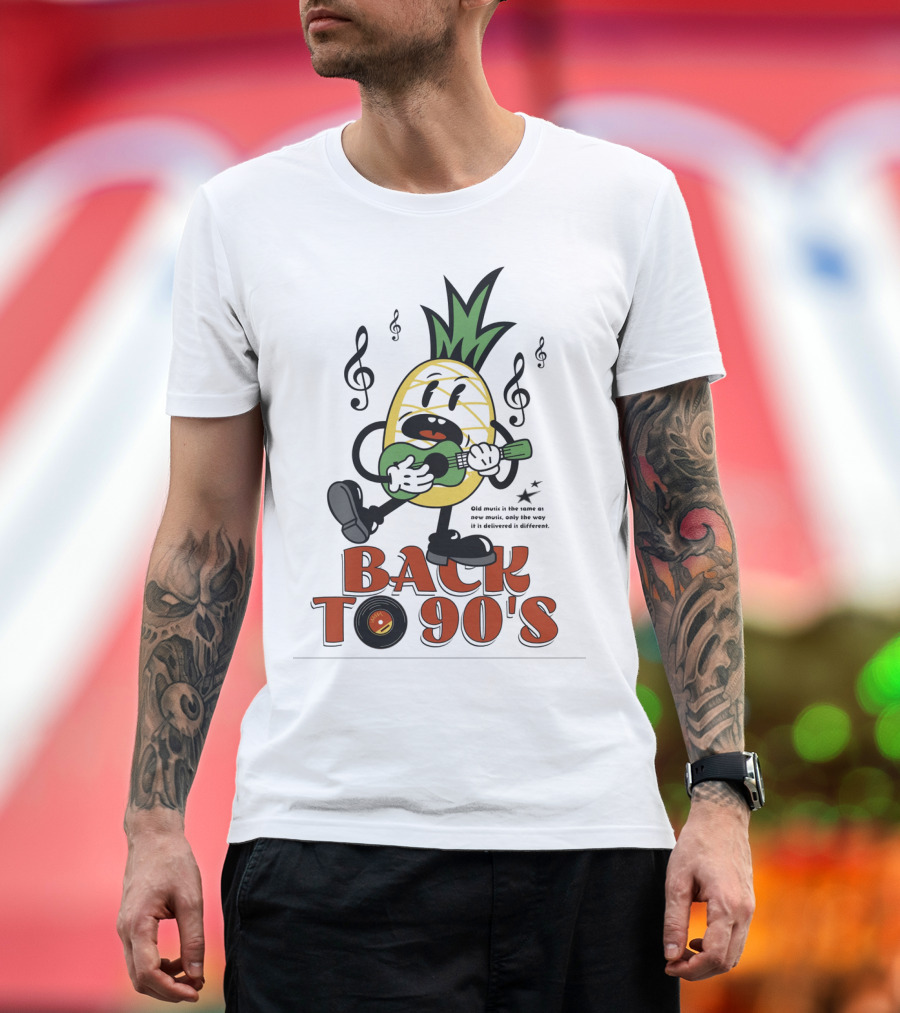 BACK TO 90'S Retro Music Pineapple Guitar Player T-Shirt