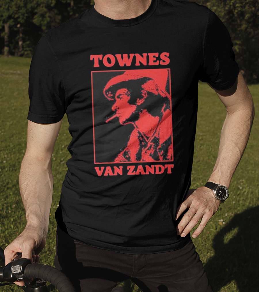 Townes Van Zandt Vintage Red Silhouette Image T-Shirt