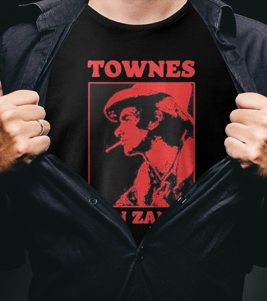 Townes Van Zandt Vintage Red Silhouette Image T-Shirt