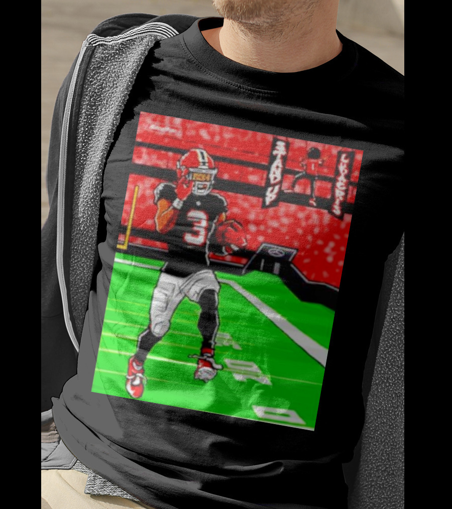 Stand Up Ludacris Football Player Number 3 On Green Field T-Shirt
