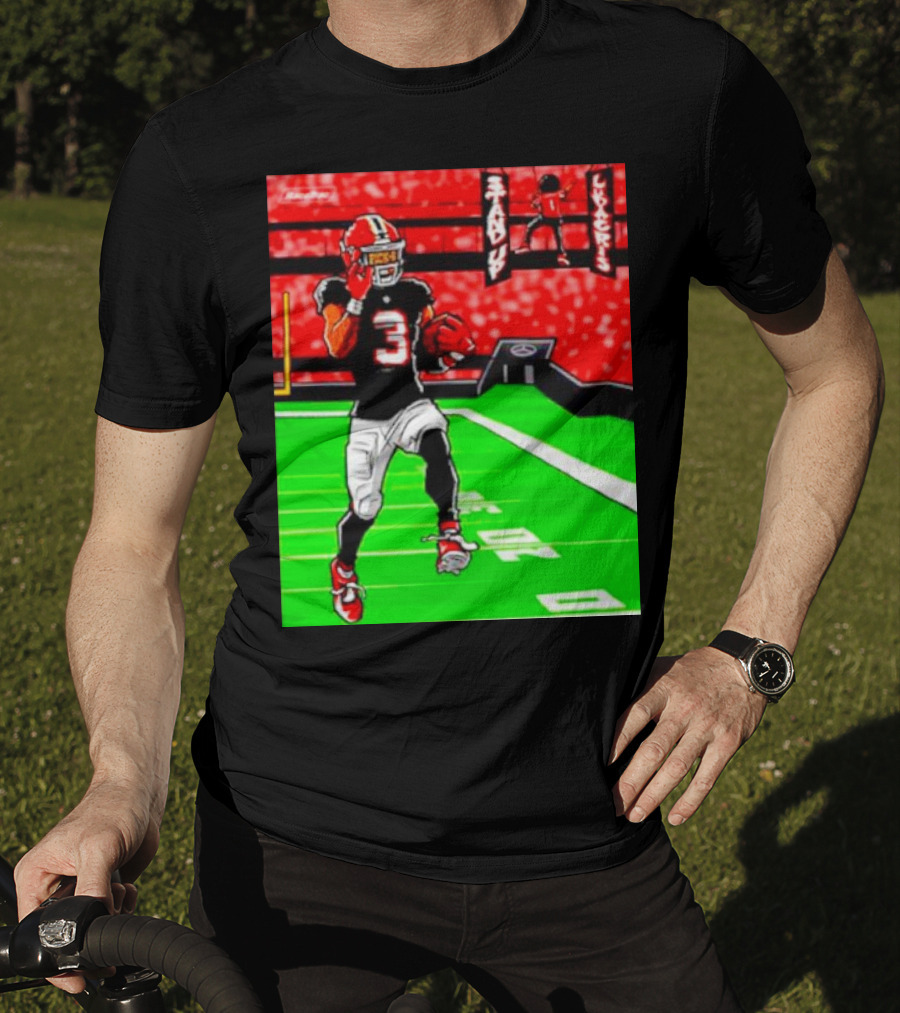 Stand Up Ludacris Football Player Number 3 On Green Field T-Shirt