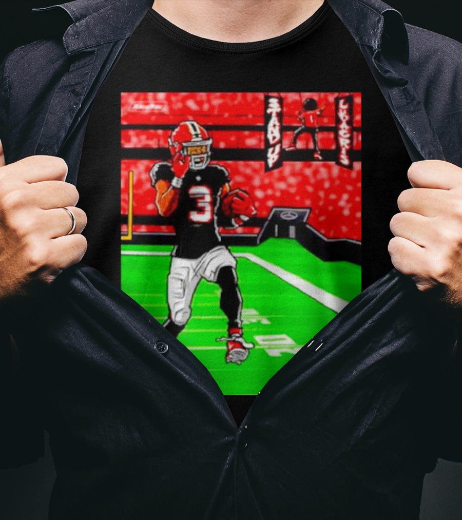 Stand Up Ludacris Football Player Number 3 On Green Field T-Shirt