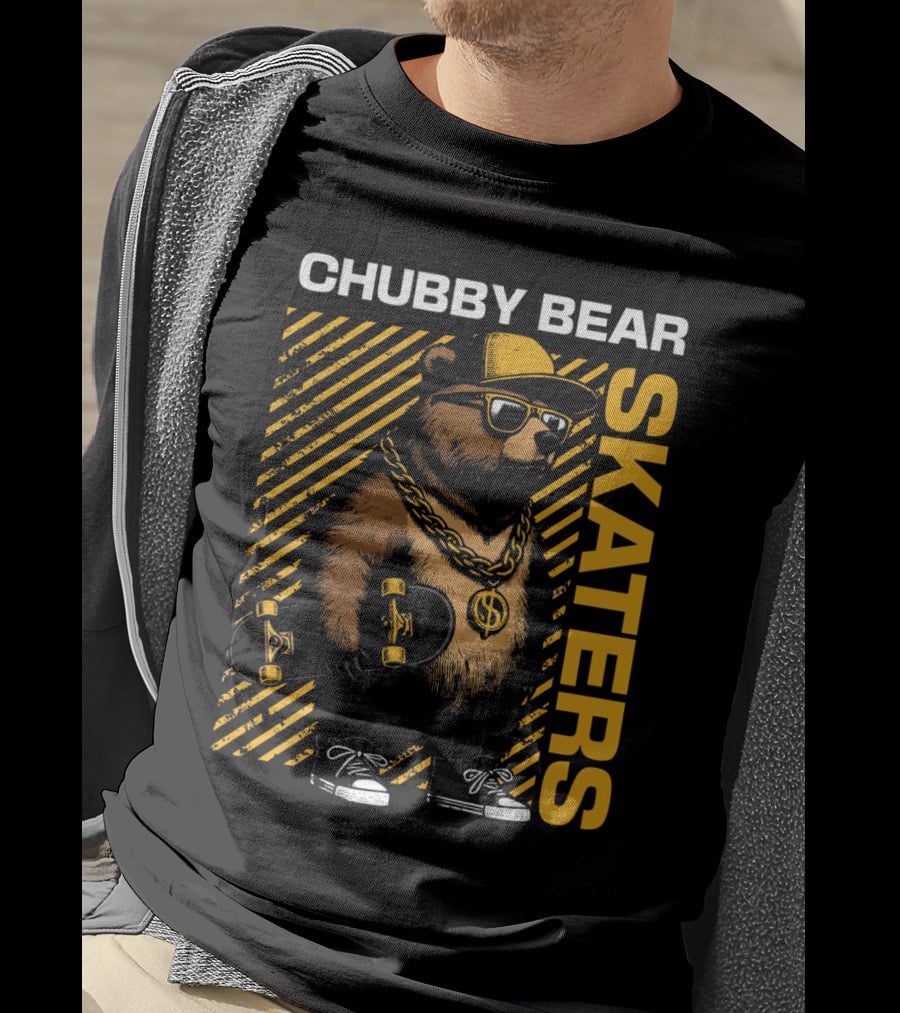 CHUBBY BEAR SKATERS Dollar Chain Sunglasses Cool Black And Yellow T-Shirt